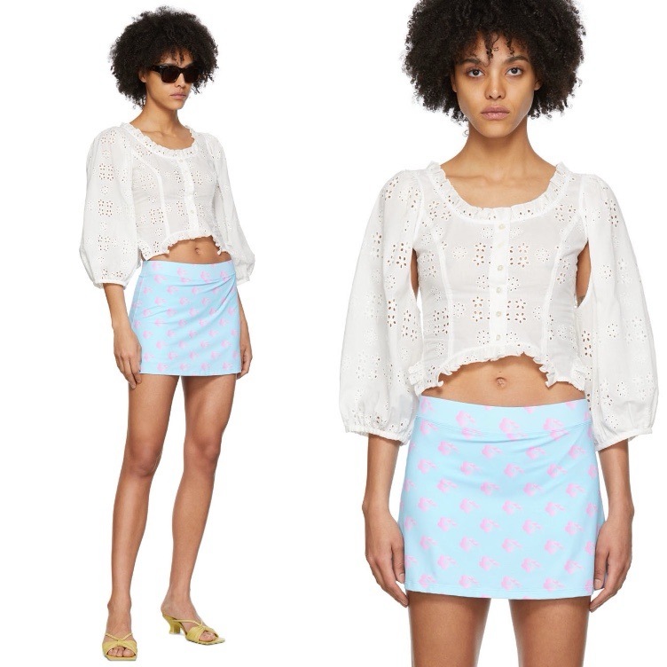 Sandy Liang Palisades White Cotton Eyelet Top Size 6